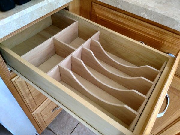 silverware drawer organizer installed